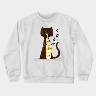 Cool Sax Cat Crewneck Sweatshirt